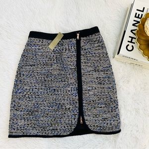 J Crew metallic tweed skirt with two-way zipper
